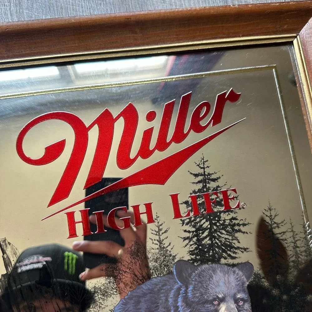 Miller High Life Black Bear Mirror Plaque Sign Wisconsin Wildlife Series Beer